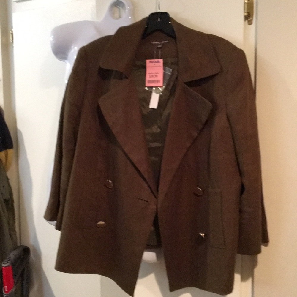 NWT Greenish brown linen double-breasted Jacket